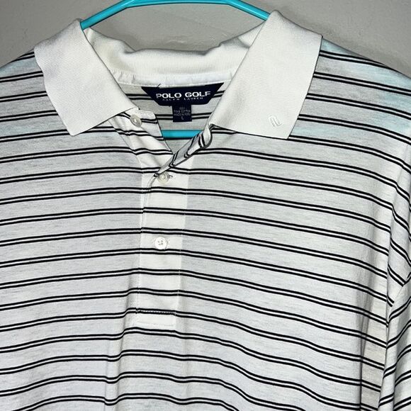Ralph Lauren, golf polo, black and white striped, short sleeve size large - Picture 5 of 8